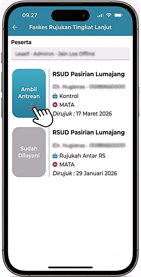 Panduan Mobile JKN langkah 7: Pilih RSUD Pasirian