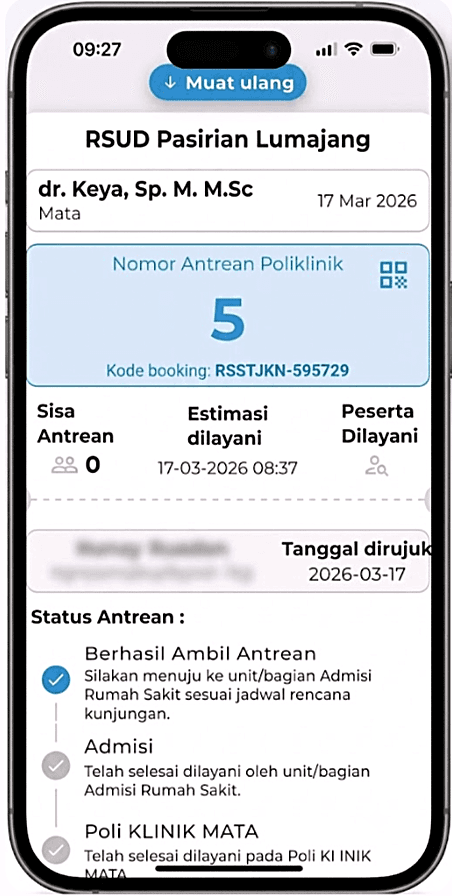Panduan Mobile JKN langkah 9: Antrean Berhasil
